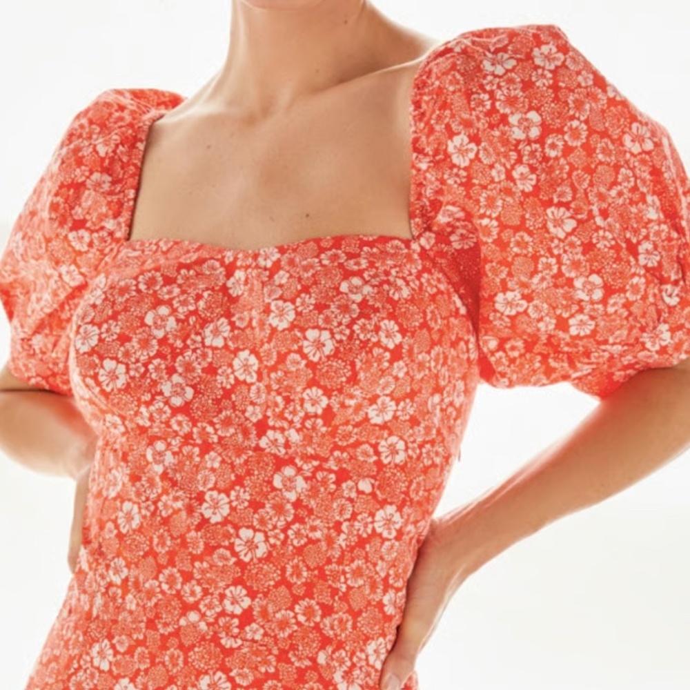 Anthropologie Floral Puff-Sleeved Bodycon Mini Dress – Size Medium